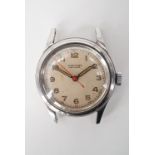 A 1940s Longines wrist watch bearing property marks of the French military "Marine Nationale",