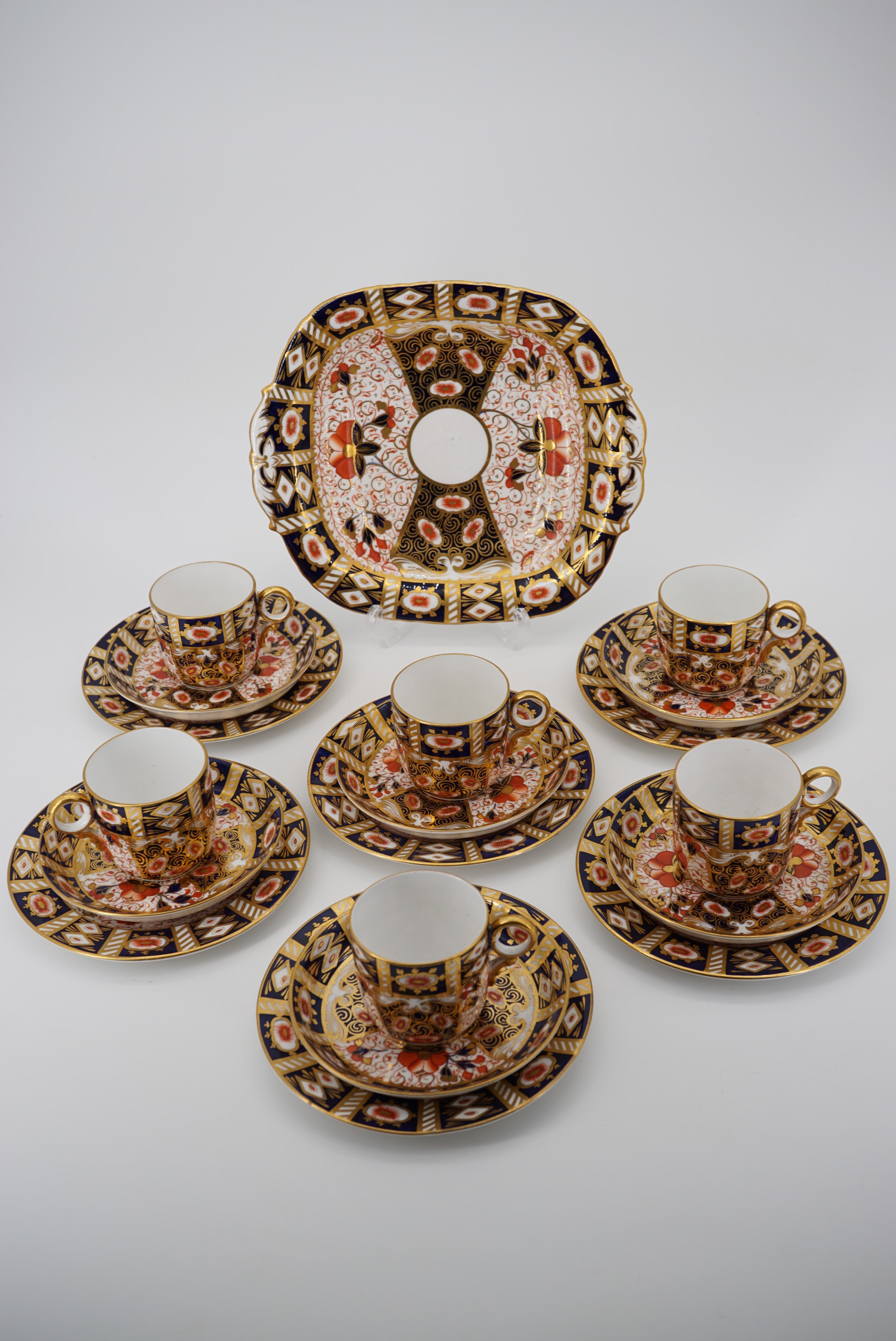 A Victorian Davenport Longport tea set comprising six cups with saucers, side plates and cake plate