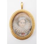 An early 20th Century portrait miniature on ivory of a lady of the court of Queen Elizabeth I,