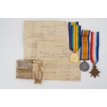 1914-15 Star, British War and Victory medals to 60554, Dvr W H Bolton, RE, with issue documents etc