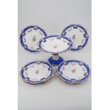 A Victorian porcelain dessert service possibly by Coalport (John Rose & Co), comprising comport