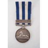 An Egypt medal with Tamai clasp impressed to W Chadwick, Pte, RM HMS Euryalus