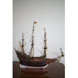 A hand-built wooden scale model of the ship HMS Royal Charles, 100 cm