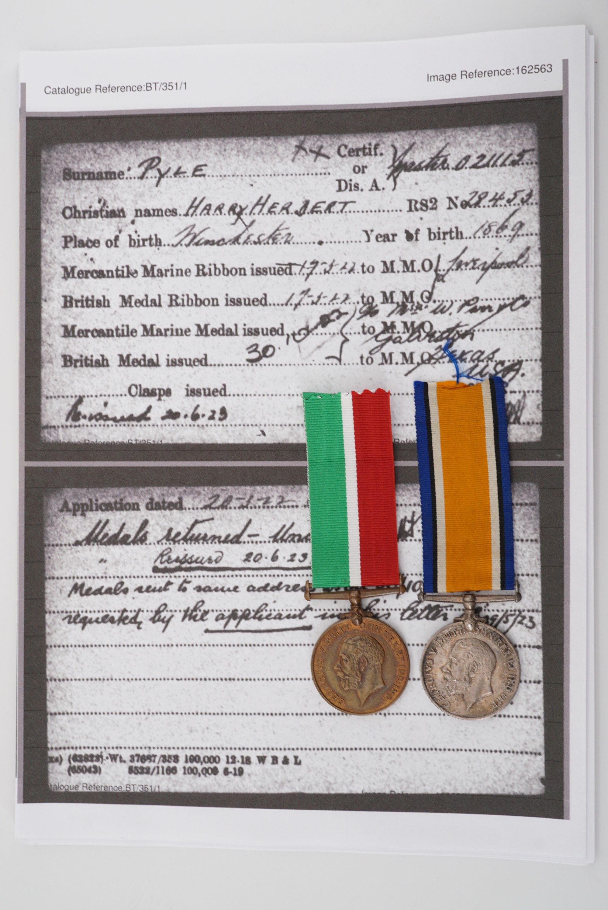 British War and Mercantile Marine Medals to Master Harry H Pyle