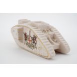 Arcadian and Carlton Ware crested china model of Great War tanks and the Cenotaph, latter 14.5 cm