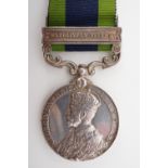 A George V India Service medal with Waziristan 1919-21 clasp to 6078113 Pte S E Jeffreys, The