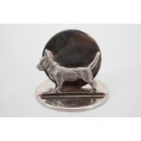 A George VI silver novelty menu holder incorporating a West Highland Terrier, S Blanckensee & Son,