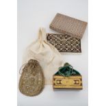 A lady's early 20th Century and later bags, including a Belle Epoque gilt brocade reticule, an