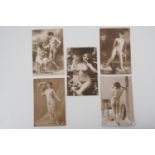 Five Edwardian French glamour / erotic postcards by photographers Jean (Bernard) Agélou and his