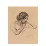 Víctor Moya (Valencia, 1890-Barcelona, 1972) Muchacha durmiendo. Dibujo a lápiz y carboncillo