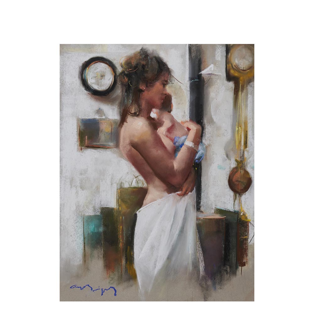 Cayetano Arquer Buigas (Cerdanyola del Vallès, Barcelona, 1932-2012) Maternal. Pastel sobre papel.