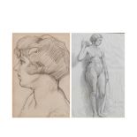 Antoni de Ferrater Feliu (Barcelona, 1868-1942) Desnudo femenino y Cabeza femenina de perfil. Pareja