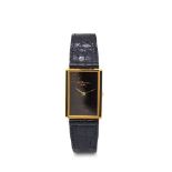 Reloj Dupont de pulsera unisex. En plaqué oro, laca china y correa de piel. Esfera negra con