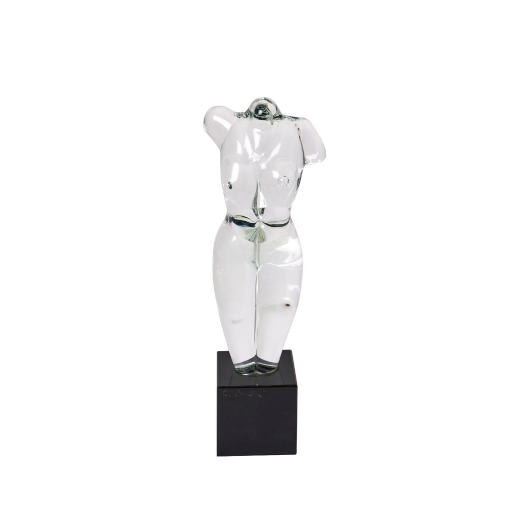 Renato Anatra (Italia, 1943) Torso femenino. Figura en cristal de Murano. Firmada. 35 x 11,5 x 8