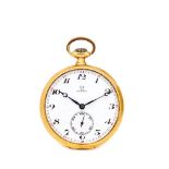 Reloj de bolsillo lepine Omega, primer cuarto del s.XX. En oro. Esfera de porcelana con numeración