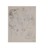 Pere Pruna (Barcelona, 1904-1977) Mujer con paloma. Dibujo a carboncillo sobre papel. Firmado y
