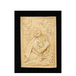 Escuela europea, s.XIX. Placa en marfil tallado con representación del arrepentimiento de San