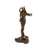 Escuela europea, fles. del s.XX. Ninfa. Escultura estilo Art Nouveau en bronce patinado según modelo