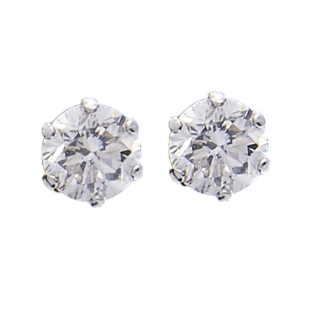 Pendientes dormilona en oro blanco con diamante talla brillante engastado en garras. Peso diamantes: