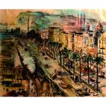 Emilio Bosch Roger (Barcelona, 1894-1980) Paseo Colon. Acuarela sobre papel. Firmada. 44 x 54 cm.