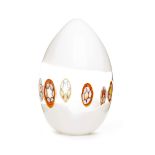 Lámpara de sobremesa diseño huevo en cristal de Murano "sommerso", fles. del s.XX. 42 x 25 cm.