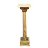 Peana columna en ónix con capitel corintio en bronce, ppios. del s.XX. 106 x 30 x 30 cm.