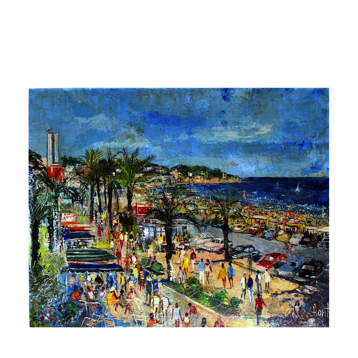 José Luis Florit (Madrid, 1907-2001) Paseo marítimo. Lloret de Mar. Óleo sobre tela. Firmado. 81 x