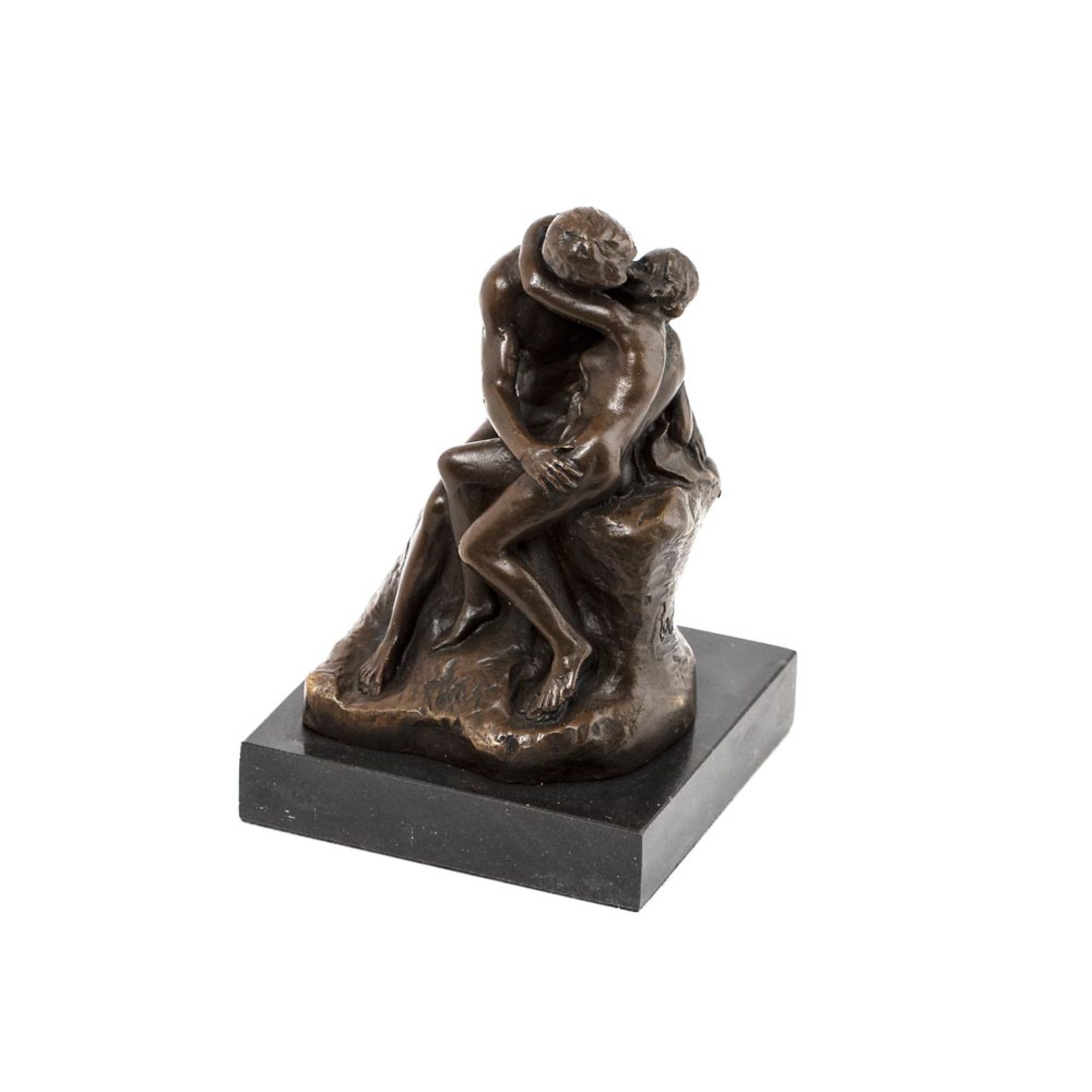 Escuela europea, fles. del s.XX. El beso. Escultura en bronce patinado según modelo de Auguste