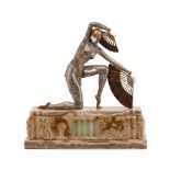 Escuela europea, fles. del s.XX. Bailarina. Escultura criselefantina estilo Art Deco en bronce