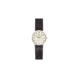 Reloj Omega de pulsera para caballero, c.1960. En acero y correa de piel. Esfera argenté con