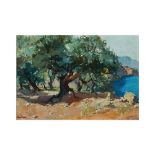 Josep Ventosa (Barcelona, 1897-1982) Paisaje mallorquín. Óleo sobre tabla. Firmado. 21 x 30 cm.