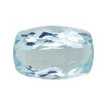 Aguamarina talla cojín. Medidas: 10,8 x 7,5 x 4,7 mm. Peso: 2,78 ct.