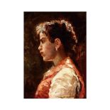 Antonio Mancini (Roma, Italia, 1852-1930) Retrato de muchacho. Óleo sobre tela. Firmado. 38 x 28