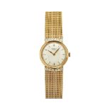 Reloj Universal Genève de pulsera para señora, c.1950. En oro con diamantes talla brillante.