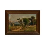 Lluis Cabot Negrevernis (Barcelona, 1860-1918) Paisaje. Óleo sobre tela. Firmado. 60 x 96 cm.