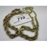 9ct Gold graduated rope link necklace together with a similar bracelet CONDITION REPORT