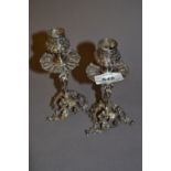 Pair of 19th Century Dutch silver miniature candlesticks CONDITION REPORT These are