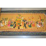 Two 20th Century Indian painted linen panels, processional scenes,