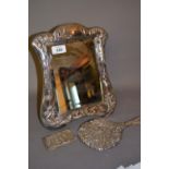 Modern silver mounted dressing table mirror,