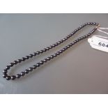 Uniform grey pearl necklace with 10ct yellow gold clasp