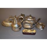 Three piece plated tea service,