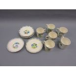 Set of six 1930's floral decorated coffee cans with saucers by Heal and Son in Country Bunch