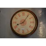 19th Century circular mahogany single train fusee wall clock,