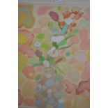 Judith Cain, watercolour, abstract floral study, 20ins x 18ins,