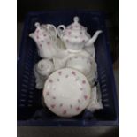 Spode Dimity, rose decorated tea service for two CONDITION REPORT Teapot,