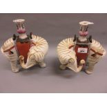 Pair of 20th Century Chinese style porcelain elephant candlesticks marked Winterthur