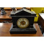 Two 19th Century black slate mantel clocks (at fault),