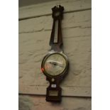 19th Century mahogany wheel barometer with silvered dials, signed C.