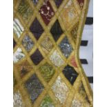 20th Century Indian gold threadwork embroidered wall panel