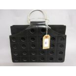 Tanner Krolle black leather and suede handbag with metal loop handles CONDITION REPORT